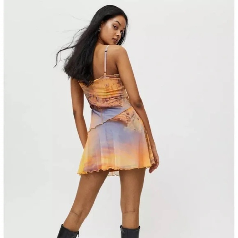 Urban Outfitters Abstract Print Moxie Mesh Slip Mini Dress Size M - Picture 4 of 7